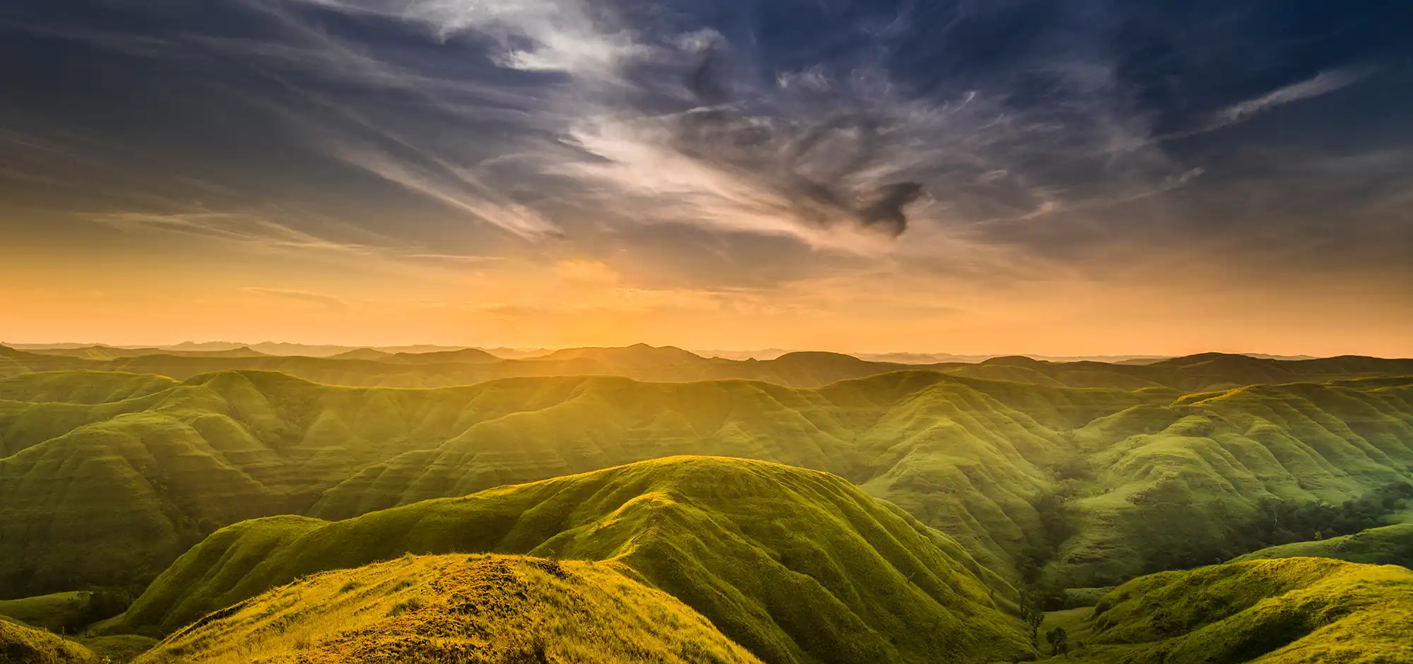 Sunset over the hills of Warinding in East Sumba